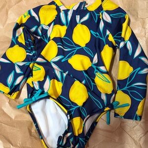 Cat & Jack Navy and Yellow Lemon Print Rashguard